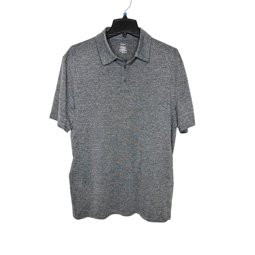 Quince Flowknit Breeze Performance Polo Mens Sz L Charcoal Gray Golf Performance